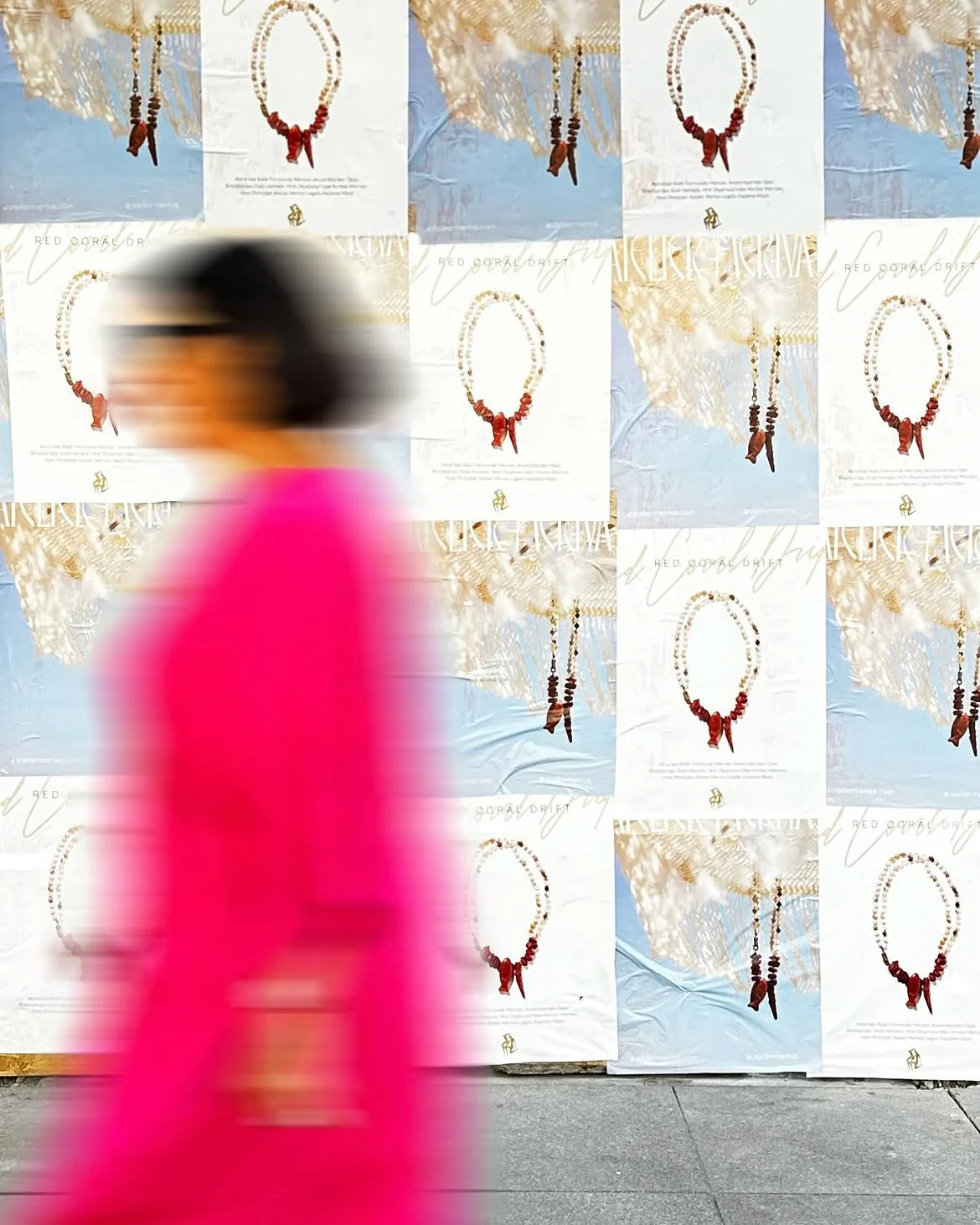 Atelier Meriva jewelry campaign applied to an outdoor poster wall